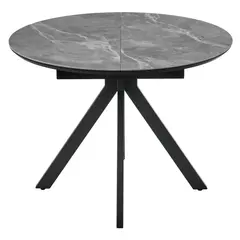 Стол Rudolf круглый раскладной 100-130x100x75см, серый керамогранит, черный