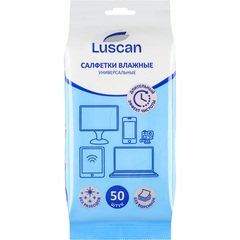 Салфетки влажные универсальные Luscan с антистатическим эффектом (50 штук в пакете с клеевым клапаном)