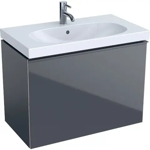 Geberit Acanto 500.615.JK.2 Тумба под раковину, 74x53.5x41.6см, темно-серый / лакированный матовый, темно-серый / глянцевое стекло