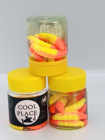 Форелевая силиконовая приманка COOL PLACE MAGGOT 1.6 цвет ЖЕЛТО-КРАСНЫЙ СЫР продажа от 2 шт.