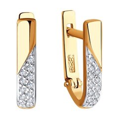 028573 - Серьги классические из золота 585 пробы с фианитами
