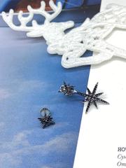 Ассиметричные пусеты трансформеры Meteorites noir из серебра с цирконами