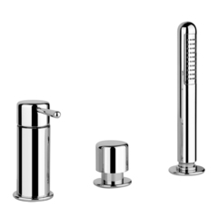 Gessi Goccia 33638#031 Смеситель для ванны на 3 отверстия, с переключателем и ручным душем, без излива, цвет: хром фото