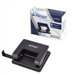 Дырокол Alingar 20л., металлический, с линейкой, черный