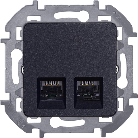 Розетка компьютерная двойная RJ45 категория 5e UTP - Legrand Inspiria - антрацит