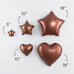 Шар К 10''/25 см, Мини-сердце, Сатин, Шоколад, 5 шт.