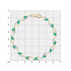750239 - Браслет из золота 585 пробы с зелеными агатами и фианитами