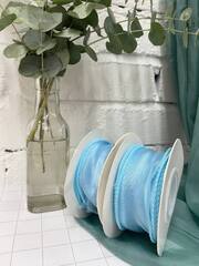 Лента органза с волнистым краем (4см*9,14м), Голубой