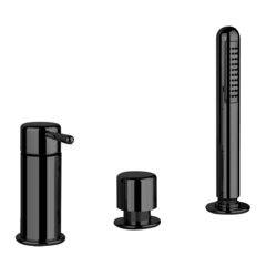 Gessi Goccia 33638#299 Смеситель для ванны на 3 отверстия, с переключателем и ручным душем, без излива, цвет: черный фото