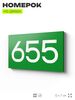 Номер на дверь 655, табличка на дверь для офиса, квартиры, кабинета, аудитории, склада, зеленая 120х70 мм, Айдентика Технолоджи