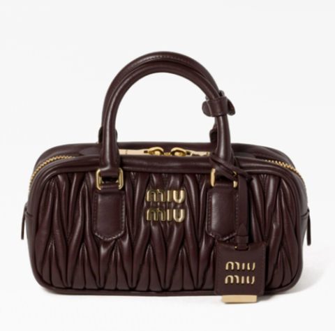 Сумка MIU MIU Arcadie matelassé из кожи наппа, темно-коричневый