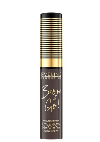 EVELINE BROW&GO! Тушь стойкая для бровей с микрофиброй 01 MEDIUM BROWN 6мл