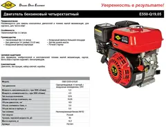 Двигатель бензиновый 4Т DDE E550-Q19 (5,5 л.с., 163 куб. см, к/вал 1