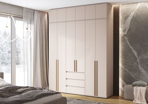 Норд Шкаф 6-ти ств. с антресолью (золото) (Кашемир, Кашемир)