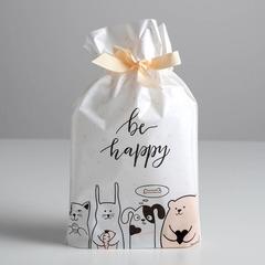 Пакет с лентой Be happy, 20 × 30 см