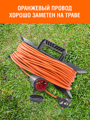 Удлинитель силовой на каркасе, 1 розетка, ПВС 3х0,75мм², IP44, 10А, 2,3кВт, с/з, 30м (Very) 89-0-007