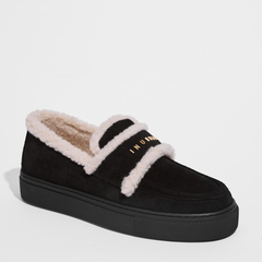 Замшевые кеды INUIKII Shearling Loafer Black на меху