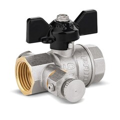 Кран латунный шаровой LD Pride DN 15 PN 40 никелированный со спускным устройством (Маевского), муфта-муфта, бабочка