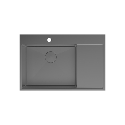Lemark Kezadra 9936151 Мойка кухонная с крылом из нерж.стали (чаша слева) цвет:графит в комплекте крепеж, арматура сливная с прямоуг.переливом, сифон