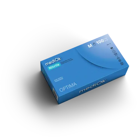 Перчатки нитриловые MediOk цвет Оптима (голубой) XL 100 шт