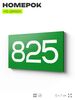 Номер на дверь 825, табличка на дверь для офиса, квартиры, кабинета, аудитории, склада, зеленая 120х70 мм, Айдентика Технолоджи