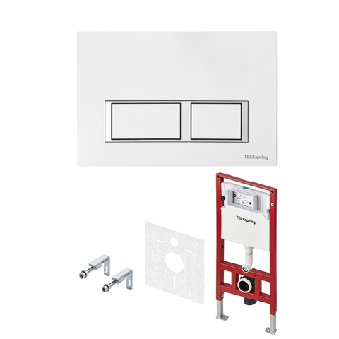 TECE S955203 Комплект TECEspring, панель смыва с прямоугольными кнопками, белый глянцевый