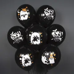 Шар (12''/30 см) Милые Привидения, Черный, пастель, 2 ст