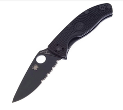 Фото Нож складной Tenacious Lightweight Spyderco черный, сталь 8Cr13MOV Satin, рукоять термопластик FRN