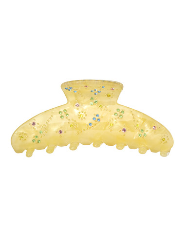 Заколка краб россыпь циркониев, желтая