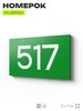 Номер на дверь 517, табличка на дверь для офиса, квартиры, кабинета, аудитории, склада, зеленая 120х70 мм, Айдентика Технолоджи