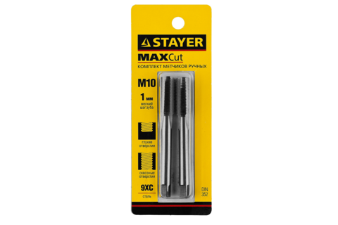 STAYER M10 х 1.0 2 шт, комплект метчиков (28025-10-1.0-H2)