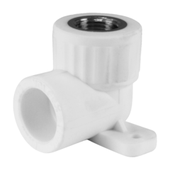 Угольник PP-R комбинированный белый ВР Дн 20х1/2" с креплением VALFEX 10120020