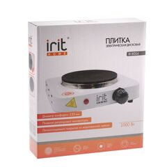 Плита электрическая Irit, 8004-IR, 1000 Вт, 1 конф, диск, эмаль, механ, пер повор, бел