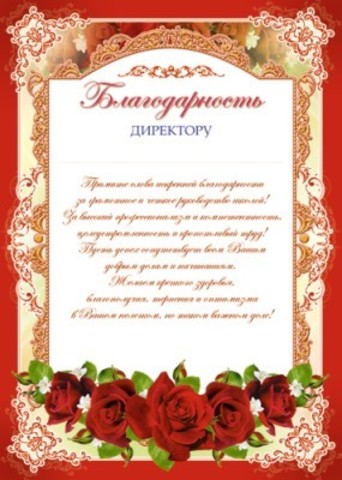 Благодарность Директору