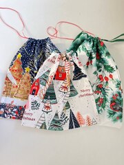 Мешочек подарочный тканевый, Новогодний, большой, МИКС, 33*32-40 см, 1 шт.