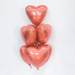Шар Аг 19''/48 см, Сердце, Металлик Коралл (Coral), 1 шт