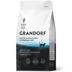 Сухой корм GRANDORF VETERINARY DIET Cat DERMATOSIS Полнорационный диетический корм для кошек с заболеваниями кожи, лосось 2кг
