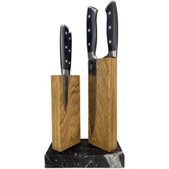 Фото Подставка для 4 ножей магнитная Woodinhome The Twins KS040SON-ST, дуб/мрамор