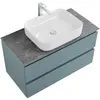 BelBagno KRAFT-800-2C-SO-AO База под раковину подвесная с фрезерованными ручками по всей длине фасада с двумя выкатн. ящ., Голубой Мат., 800x455x500