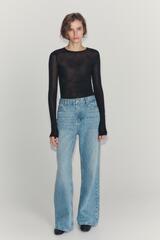 ZARA ДЖИНСЫ RELAXED FLARE С НИЗКОЙ ПОСАДКОЙ — ZW COLLECTION, ГОЛУБОЙ