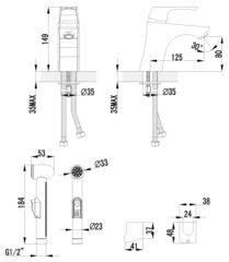 Смеситель для умывальника и биде монолитный LEMARK UNIT – LM4516C
