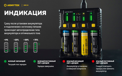 Универсальное зарядное Armytek Uni C4
