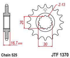 Звезда передняя JTF1370.16RB для Honda CBR600RR, F4i, CBF600