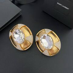 Крупные СЕРЬГИ клипсы овальные из латуни YSL
