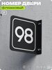 Табличка флажковая с номером 98 на дверь квартиры, для офиса, кабинета, аудитории, склада, черная двустороняя 19х19 см, Айдентика Технолоджи