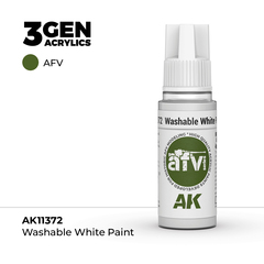 Акриловая краска AK Interactive Washable White Paint 3GEN AFV, 18мл