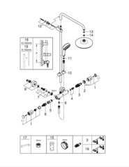 Душевая система с термостатом для настенного монтажа, GROHE Tempesta Cosmopolitan System 210, хром, (27922001)