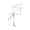 Delabie 2521LEP Смеситель для раковины EP, В.85, Д.135 без тяги,гигиенич рычаг