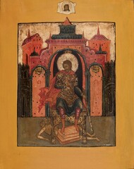 Никита святой великомученик Готфский (Бесогон). Деревянная икона на левкасе