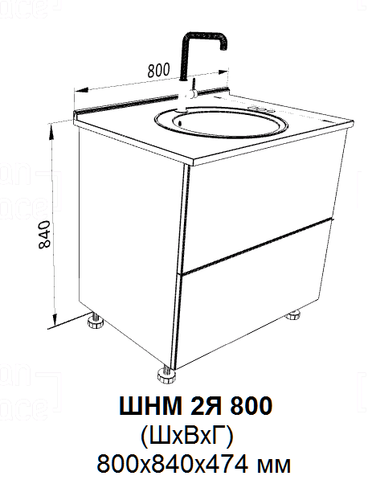 Кухня Айвори шкаф нижний мойка 2 ящика 800